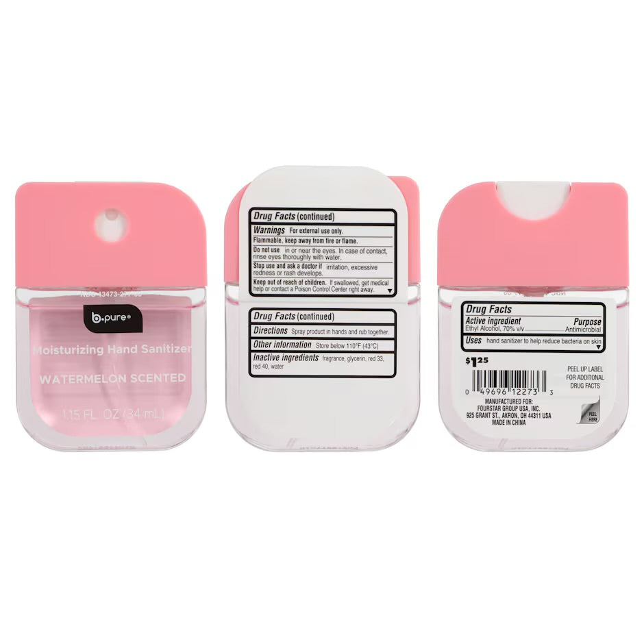 B.Pure Watermelon and Cucumber Scented Moisturizing Hand Sanitizer Sprays