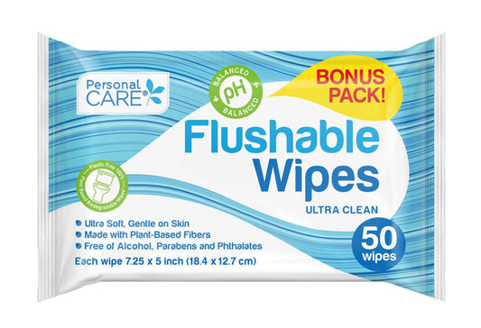 Personal Care Ultra Clean Flushable Wipes, 50 ct